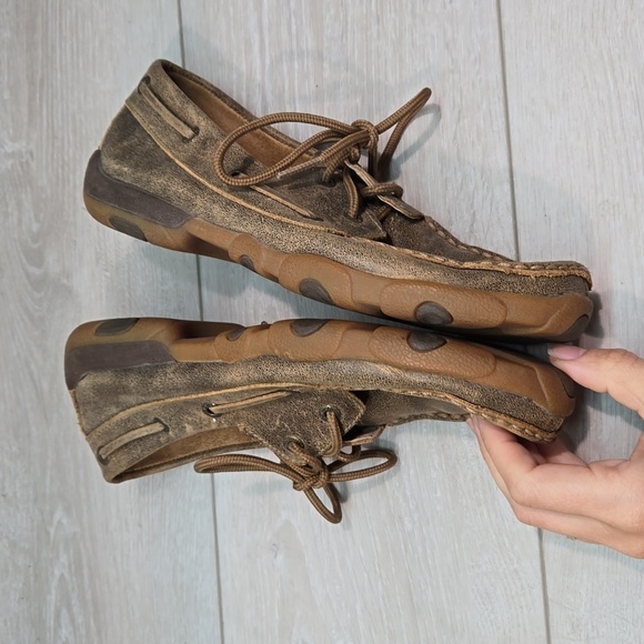 Twisted X Womens WDM0003 Driving Leather moc shoes sz 7.5M - Picture 9 of 12